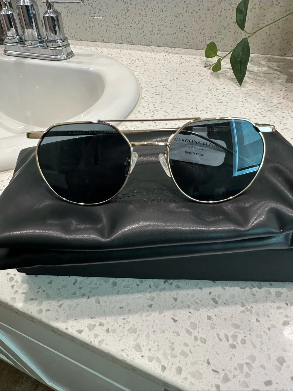 Carolina Lemke Berlin “Saffia” Round Metal Sunglasses - Black Lenses